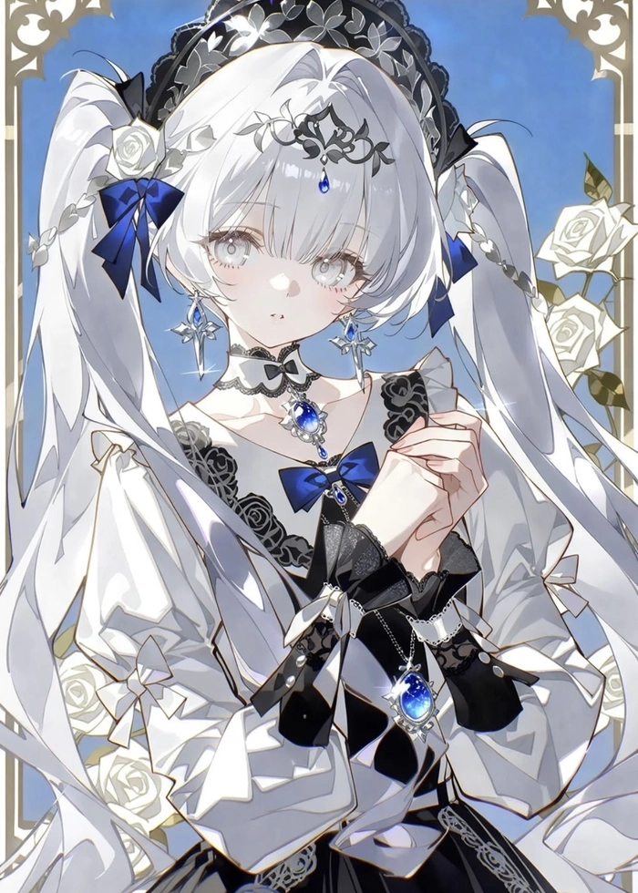 Anime girl tóc trắng phong cách dễ thương nổi bật