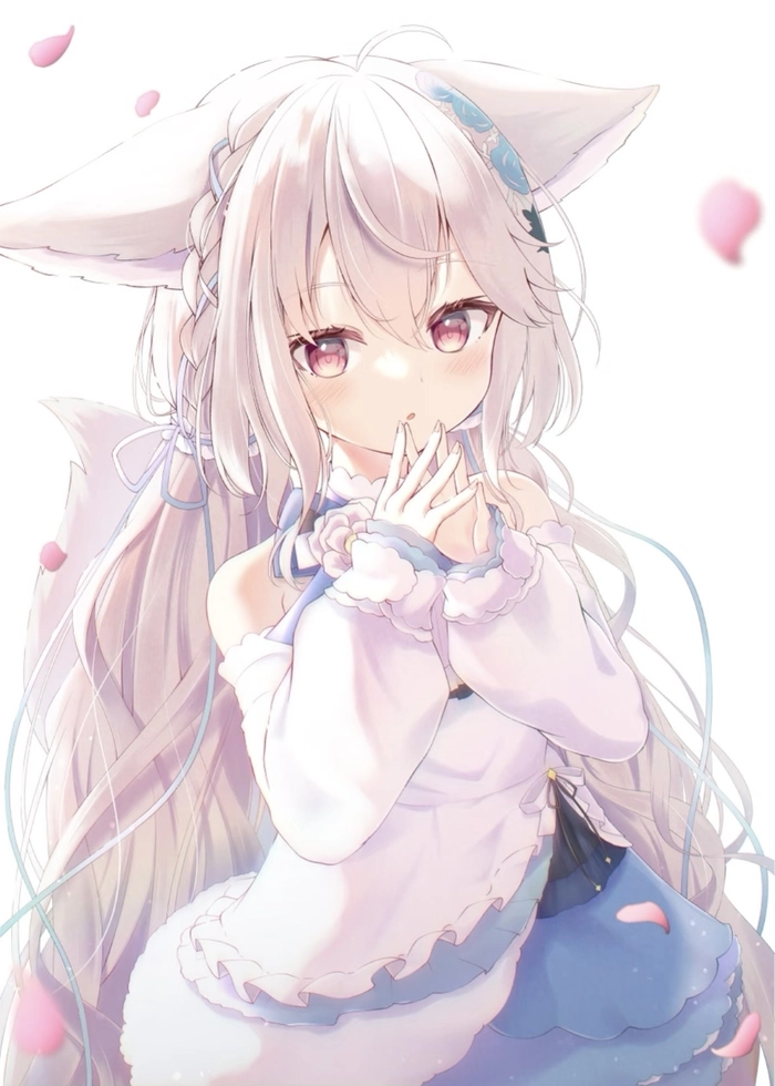 Anime girl tóc trắng với ánh mắt lạnh lùng cuốn hút