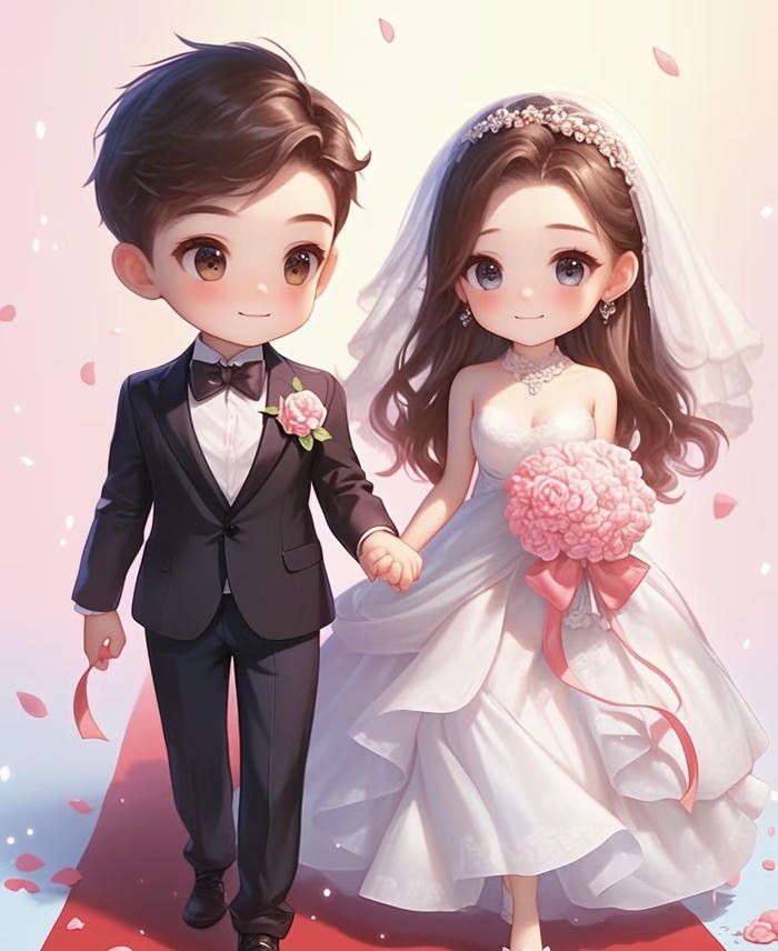 Chibi cưới nhẹ nhàng hạnh phúc