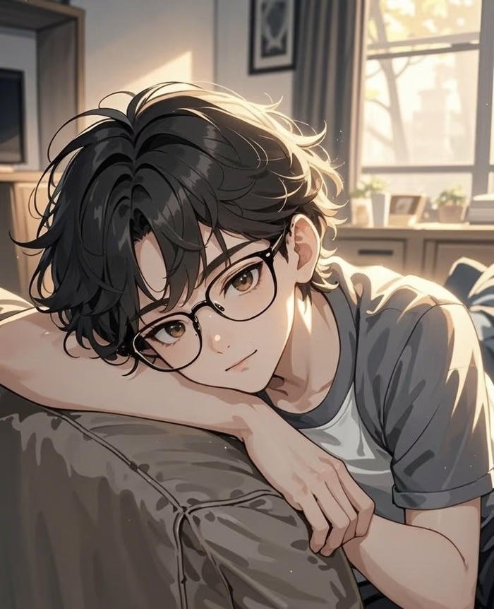 Hình ảnh anime đeo kính ánh mắt sâu