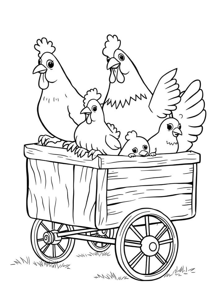 Hình ảnh gà mái cho bé tô màu
