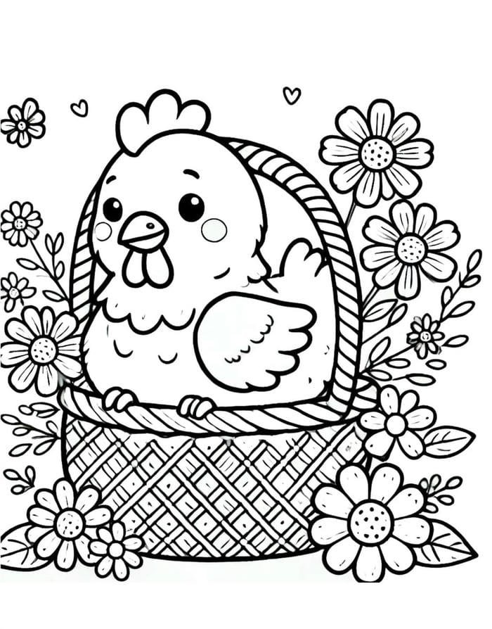 Hình ảnh gà mái đen trắng nét rõ tô màu