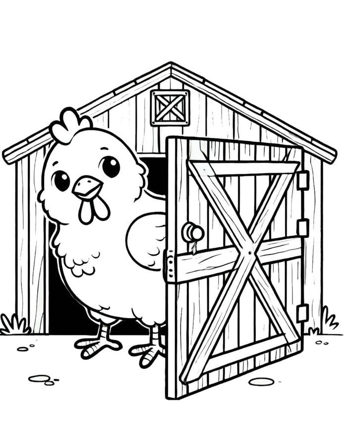 Hình gà mái phác thảo tô màu