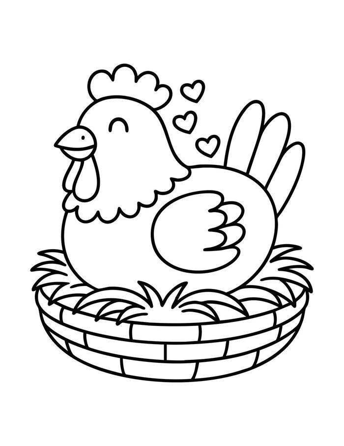 Tranh tô màu con gà mái cho bé
