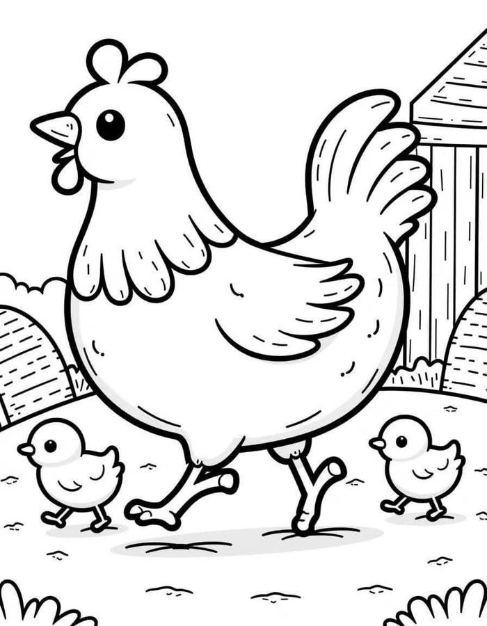 Tranh tô màu con gà mái cực đơn giản