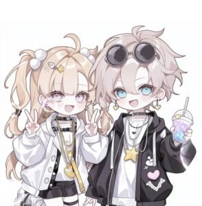 ấm áp ảnh cặp đôi chibi dễ nhìn