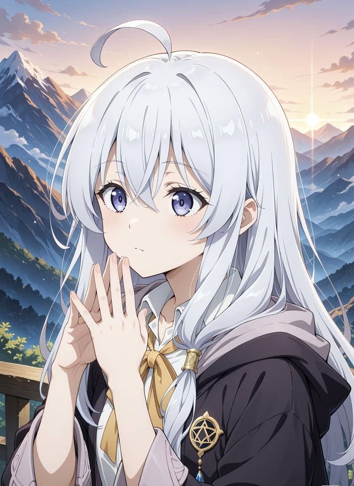 ảnh anime girl tóc trắng đôi mắt long lanh