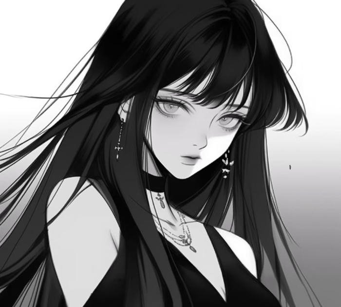 ảnh anime nữ trắng đen sắc xảo