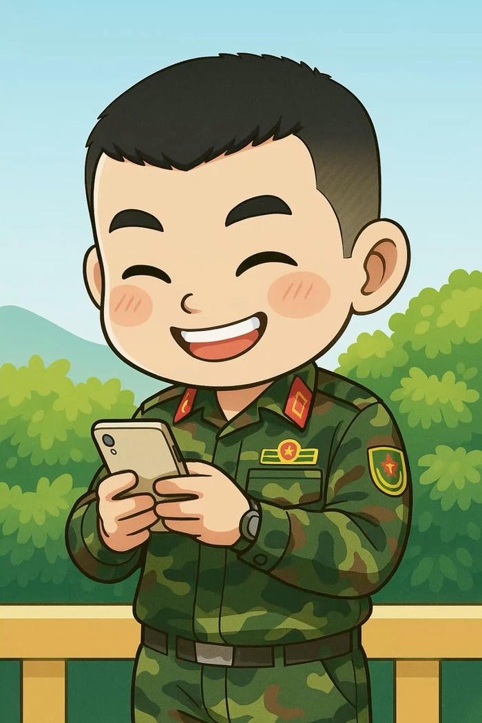 ảnh chú bộ đội chibi cười tươi