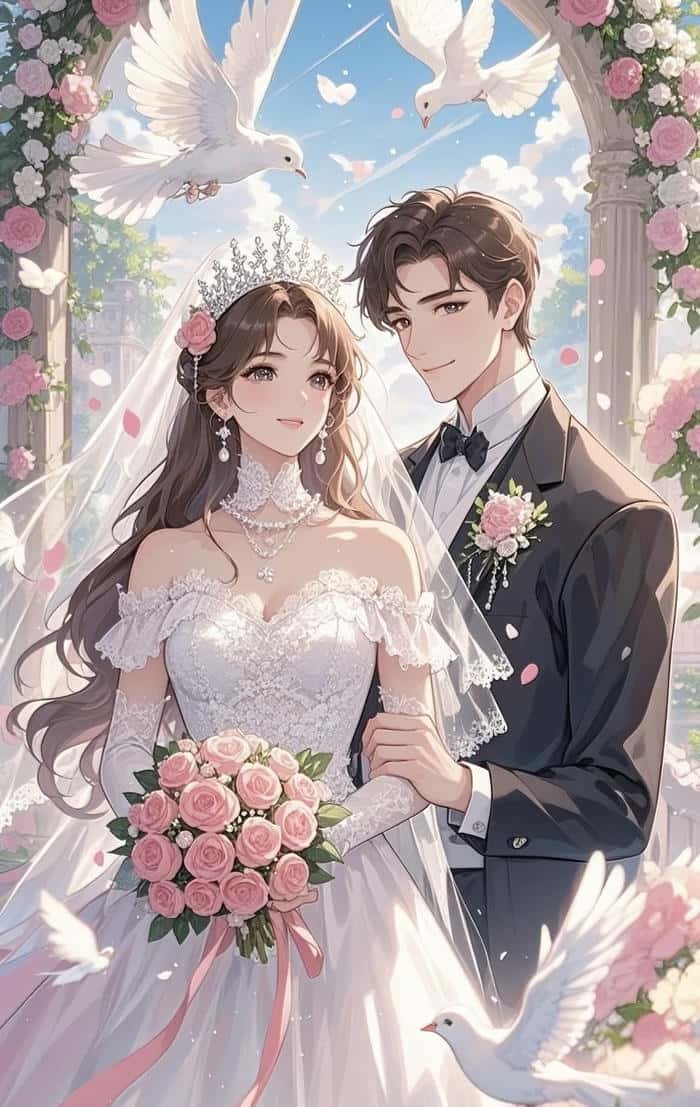 ảnh cô dâu chú rể anime trong trẻo