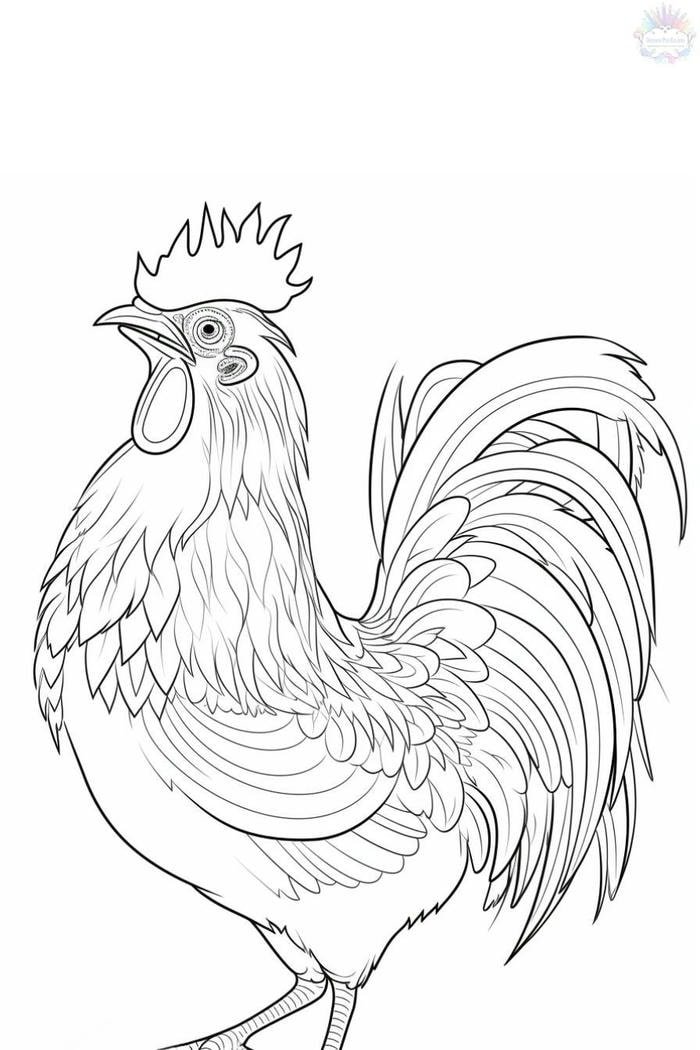 ảnh con gà trống bản tô màu