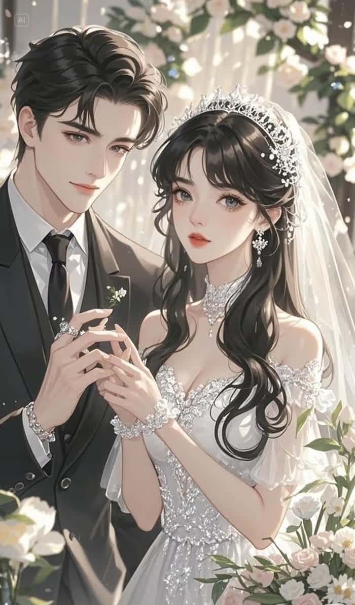 ảnh đôi cô dâu chú rể anime hòa hợp