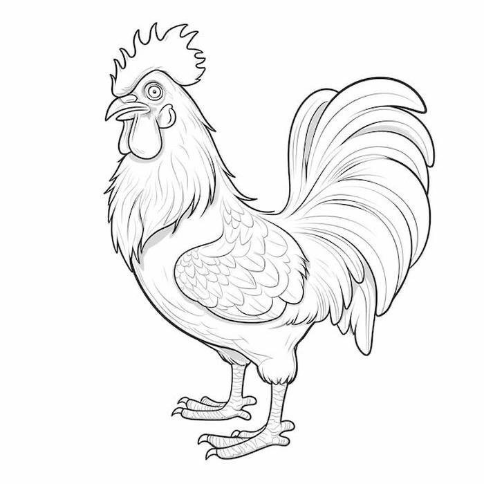 ảnh gà trống nét đơn cho bé tô