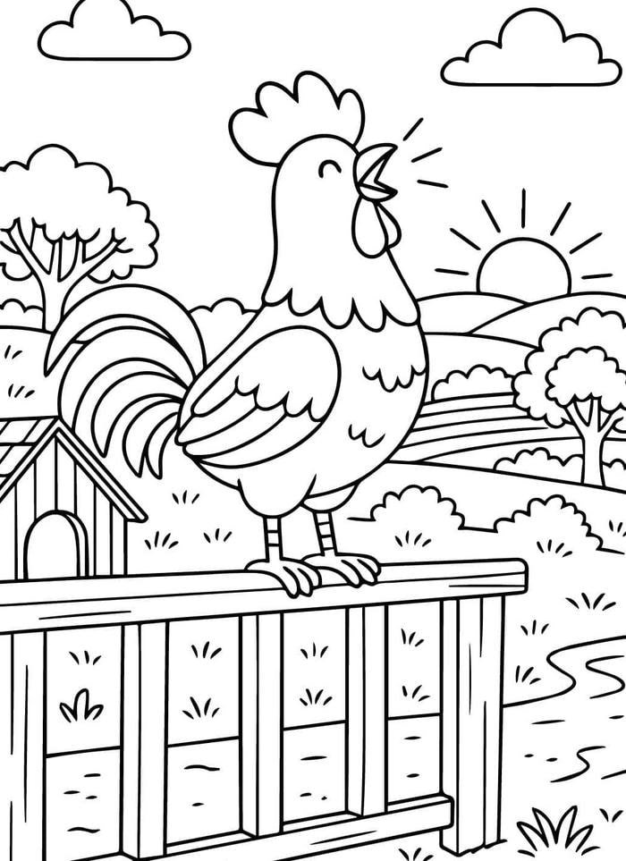 ảnh gà trống tập tô cho trẻ