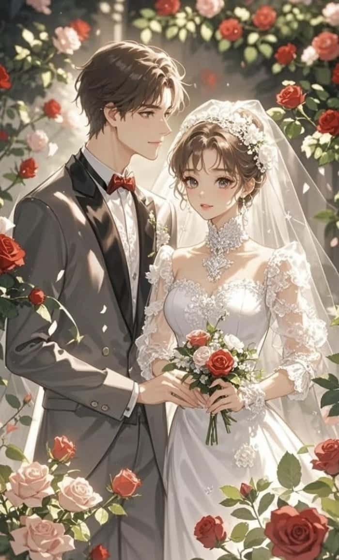 ảnh nghệ thuật cô dâu chú rể anime nổi sắc