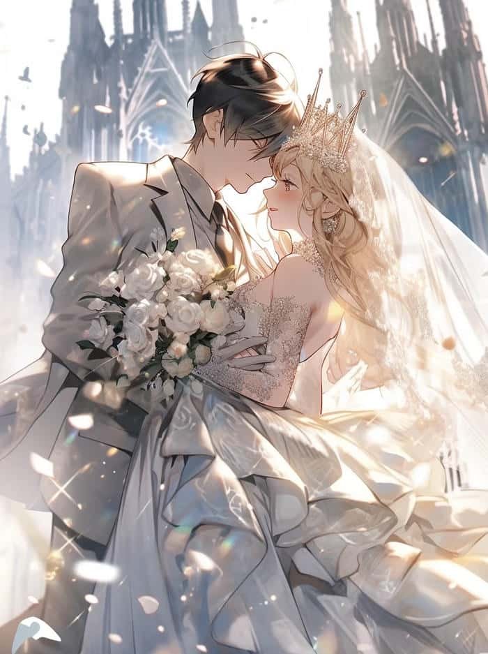 ảnh tình yêu cô dâu chú rể anime ngọt ngào