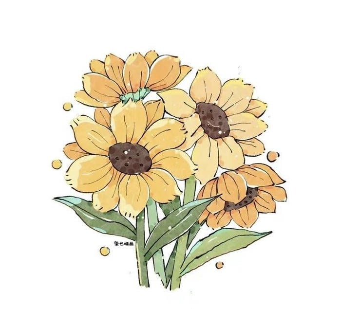 ảnh tông vàng tranh vẽ hoa hướng dương