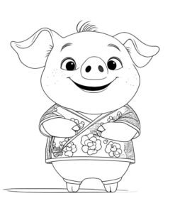 ảnh tranh tô màu con heo ấn tượng