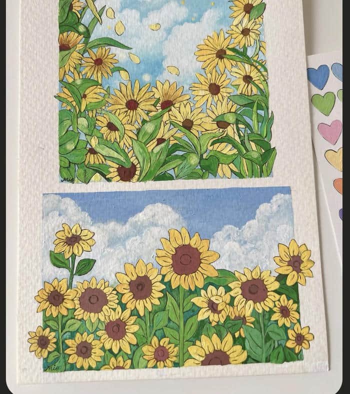 ảnh tranh vẽ hoa hướng dương đẹp mắt