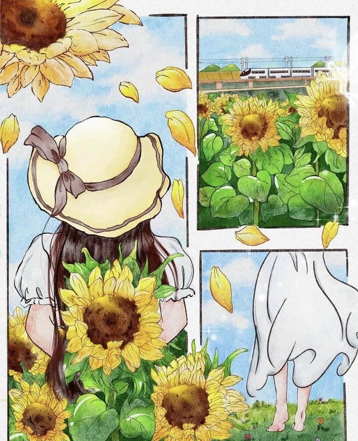 ảnh tranh vẽ hoa hướng dương thu hút