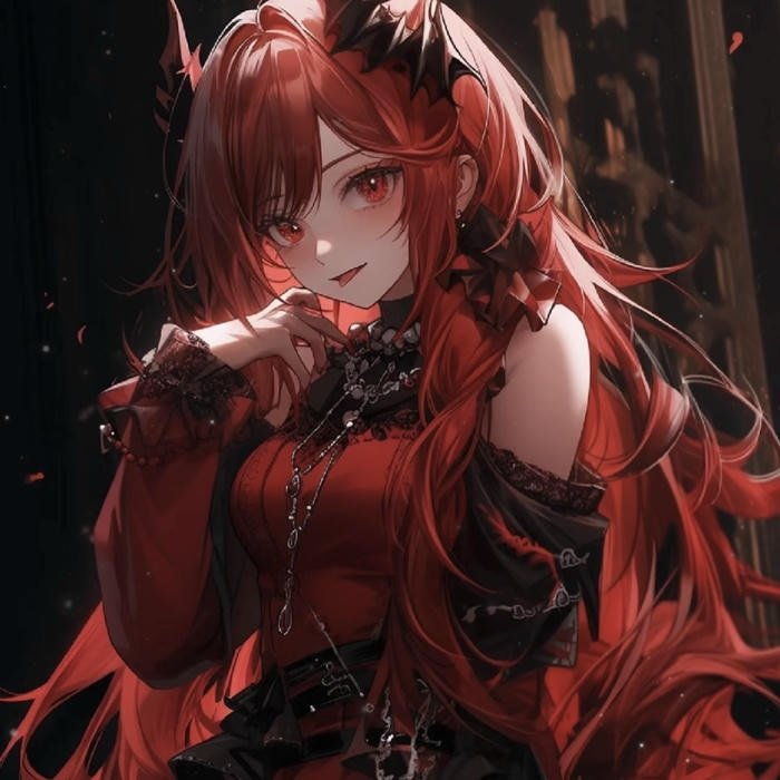 anime girl lạnh lùng cá tính váy đỏ