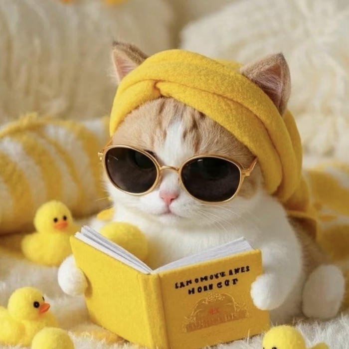 avatar cute mèo biết đọc sách