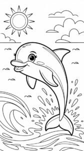 bé học tô màu với tranh cá heo