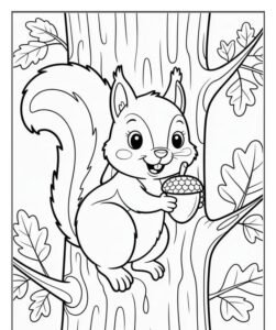 bé luyện tập tô với con sóc