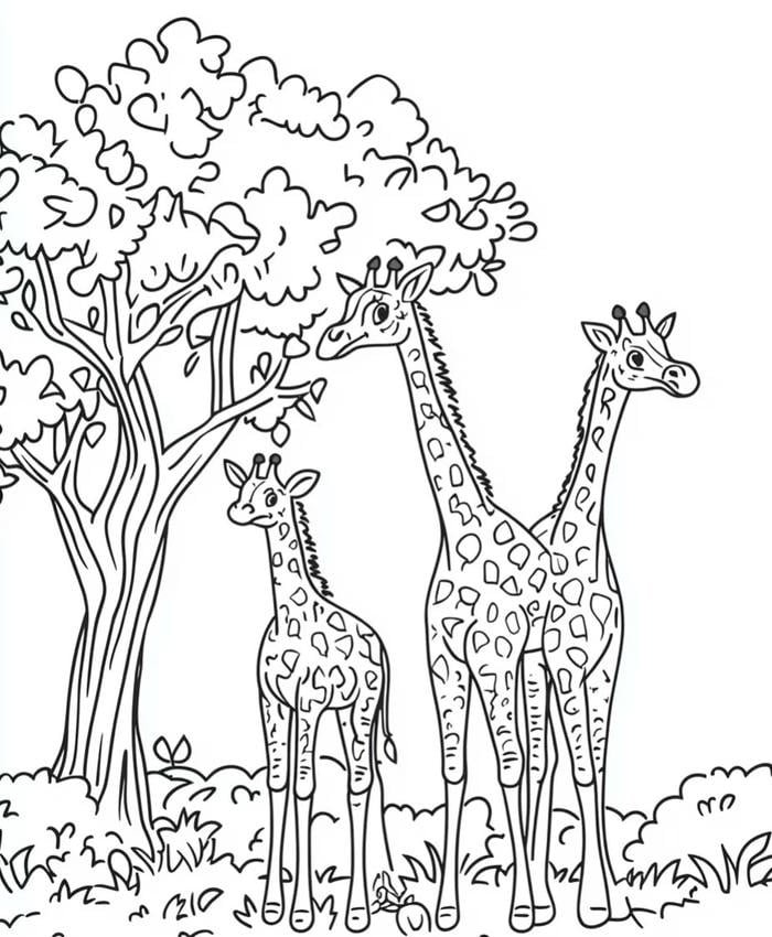 bé luyện tay với hươu cao cổ