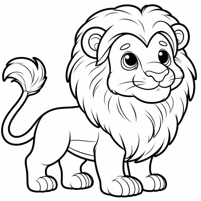 bé luyện tô màu với tranh sư tử