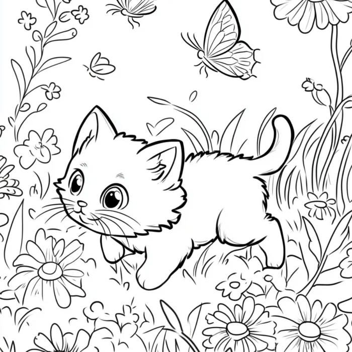 bé mầm non thích tranh tô màu con mèo dễ thương