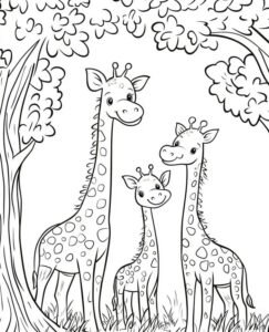 bé mầm non tô màu hươu cao cổ