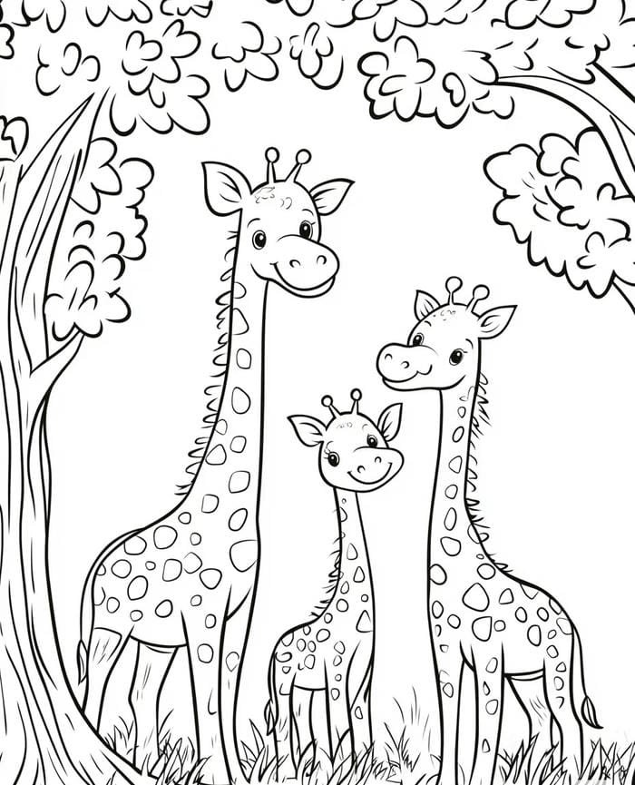 bé mầm non tô màu hươu cao cổ