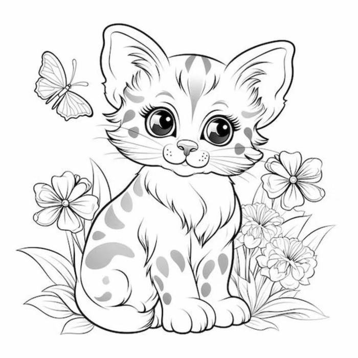 bé thích mèo qua tranh tô màu con mèo dễ thương
