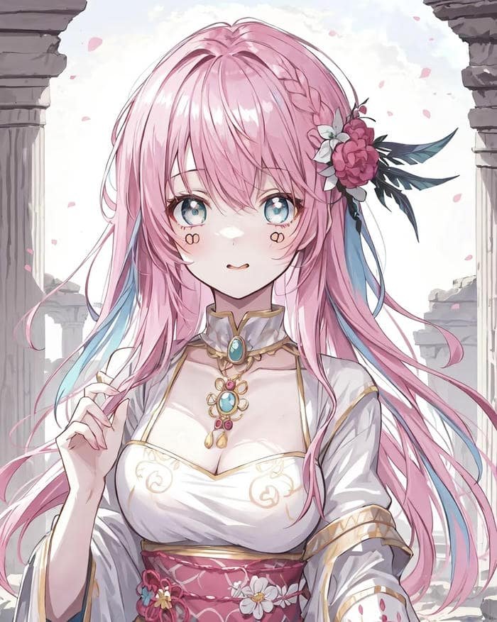 bức ảnh anime nữ tóc hồng nổi bật màu