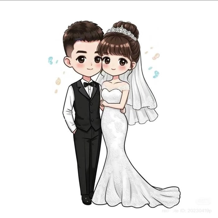 bức bình cưới chibi ngọt ngào