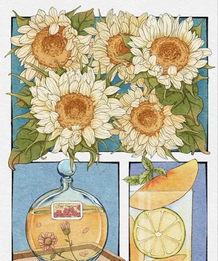 chân dung ảnh tranh vẽ hoa hướng dương rực rỡ