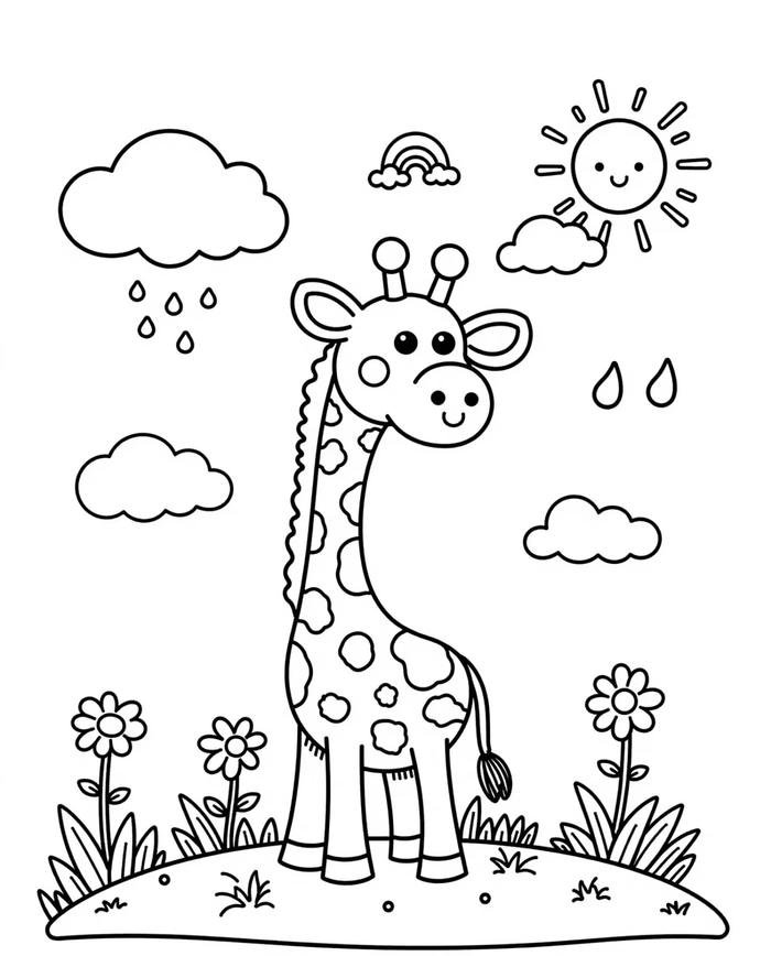 cho bé tập tô con hươu cao cổ