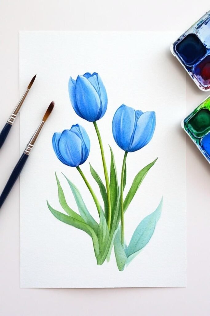 choáng ngộp với tranh vẽ hoa tulip đẹp mắt