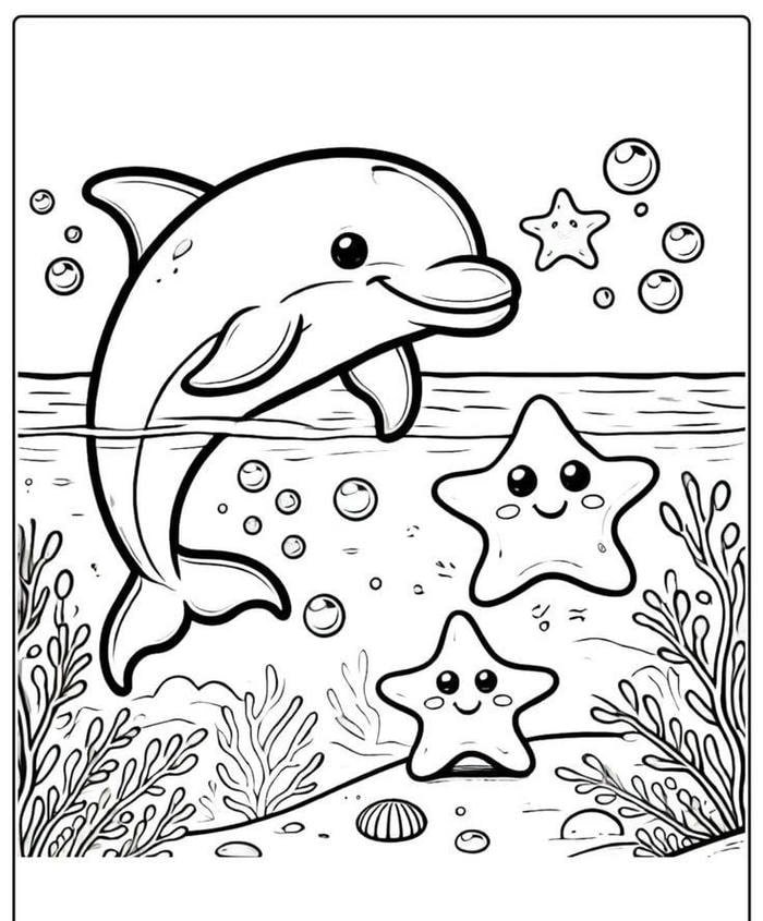 con cá heo tranh tô màu thiếu nhi