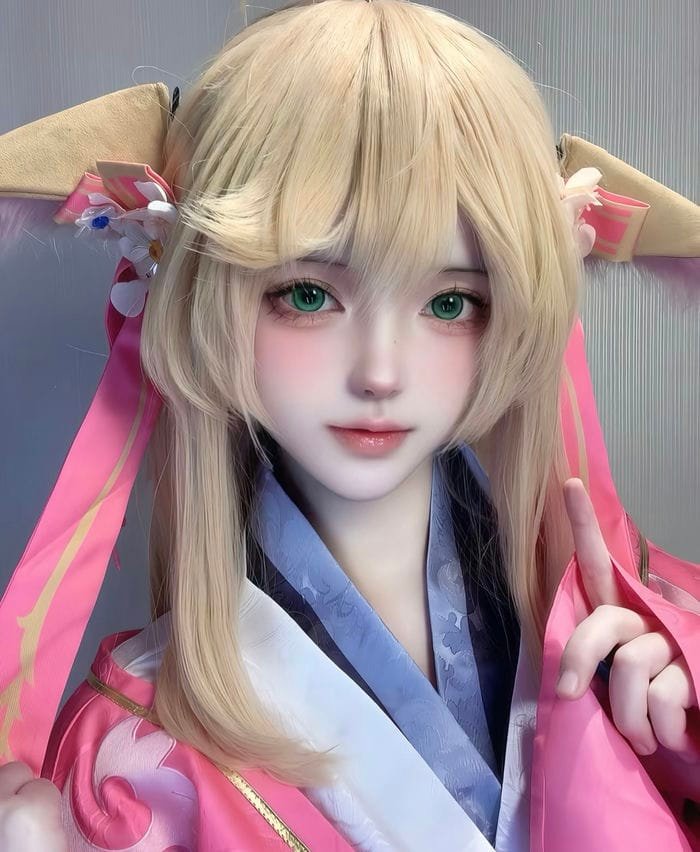 cosplay Mitsuri màu hồng xanh
