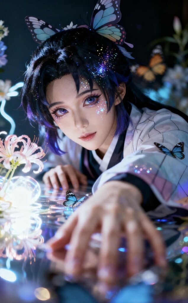 cosplayer shinobu tóc tím