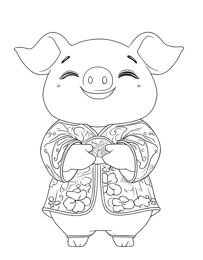 heo đơn nét cho trẻ nhỏ