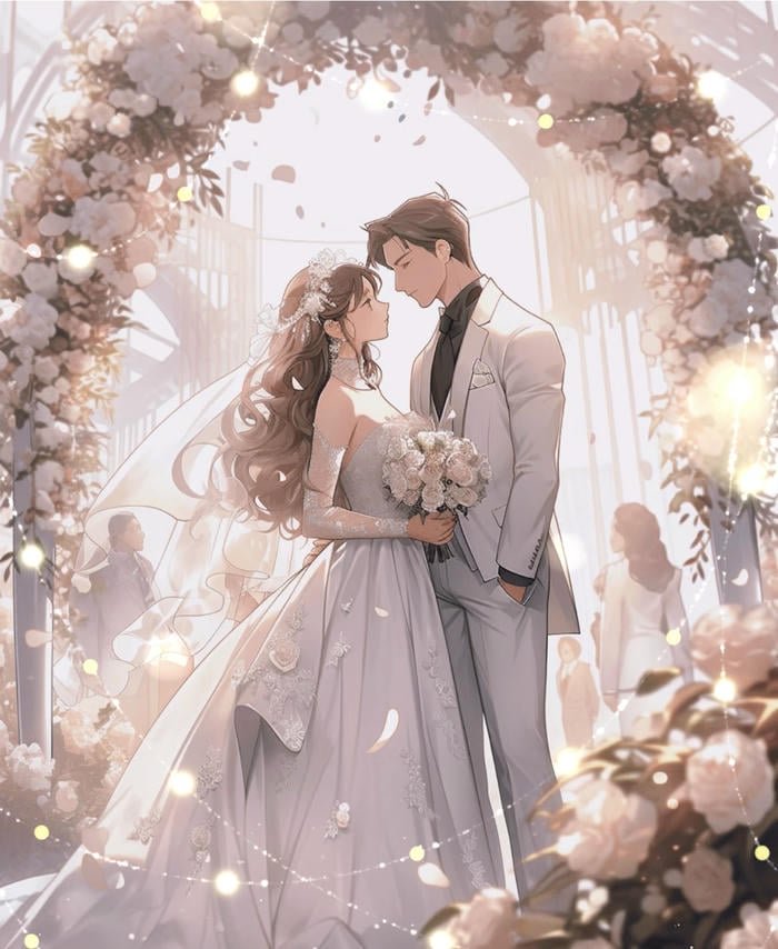 hình ảnh cô dâu chú rể anime nhẹ nhàng