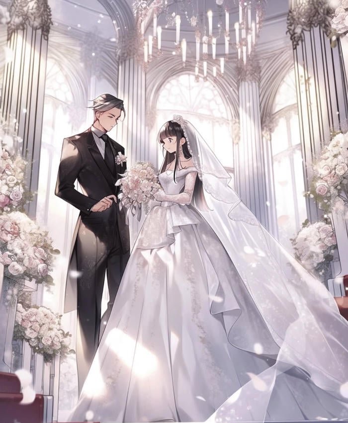 hình ảnh cô dâu chú rể anime tinh tế