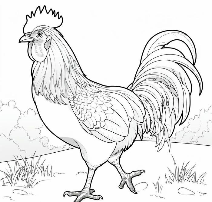 hình ảnh gà trống cho trẻ tô màu