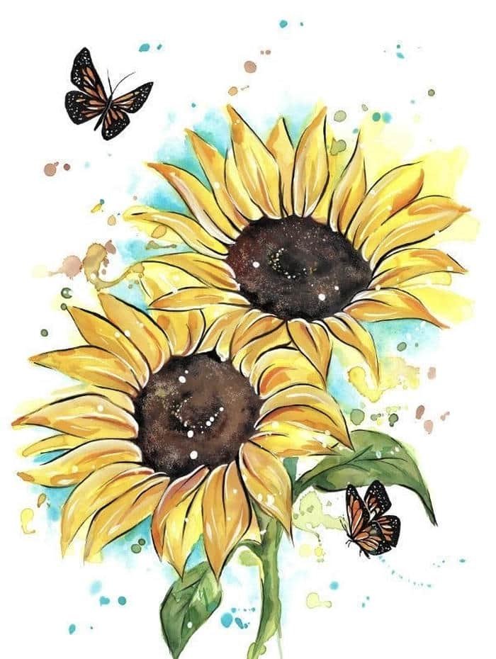 hình ảnh sáng tạo tranh vẽ hoa hướng dương