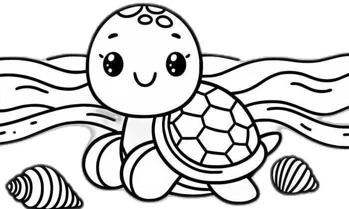 hình ảnh tranh tô màu con rùa cute