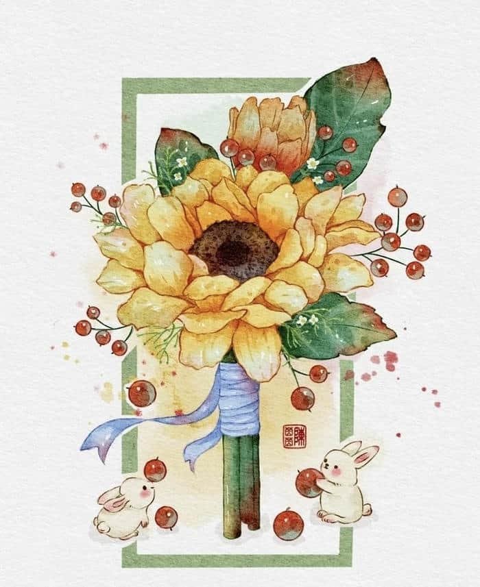 hình ảnh vẽ hoa hướng dương nổi trội