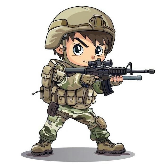 hình chú bộ đội chibi minh họa đáng yêu